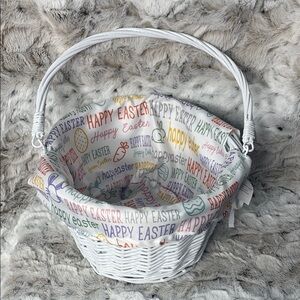 White Hand Woven Easter Basket with Colorful Print by Personalization Mall